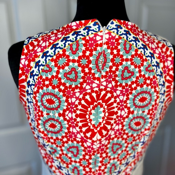 London Times Multi Colored Sheath Mini Dress Halter Neckline, Size 4 - Picture 8 of 14